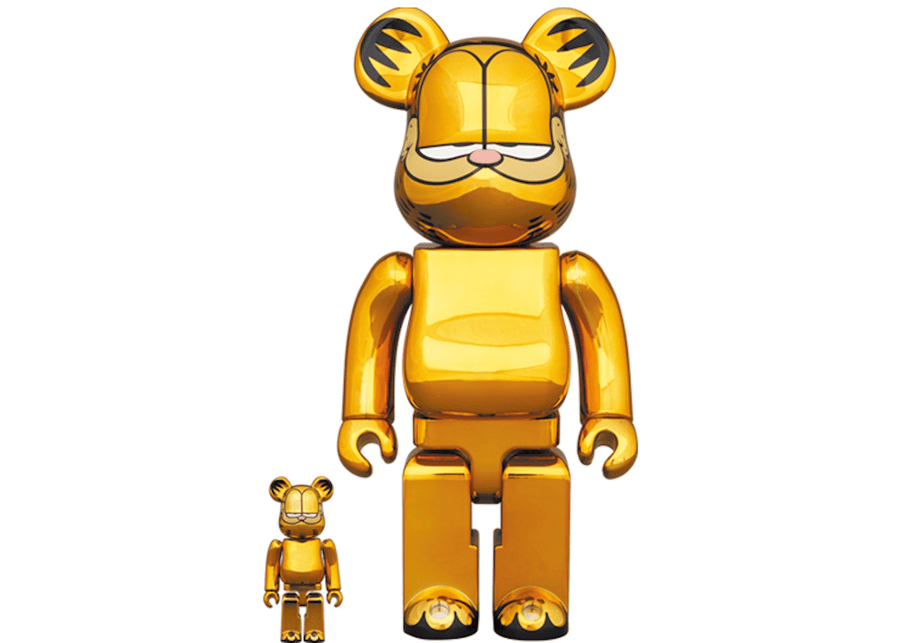 Bearbrick Garfield 100% & 400% Set Gold Chrome Ver.