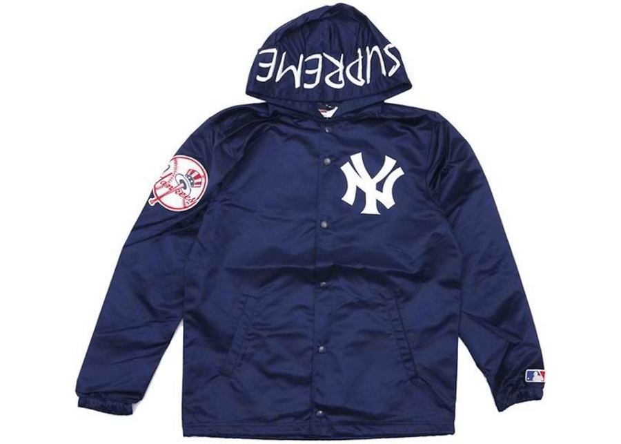 Supreme Yankees Satin Hooded Jacket Navy (WORN) – RIF NYC
