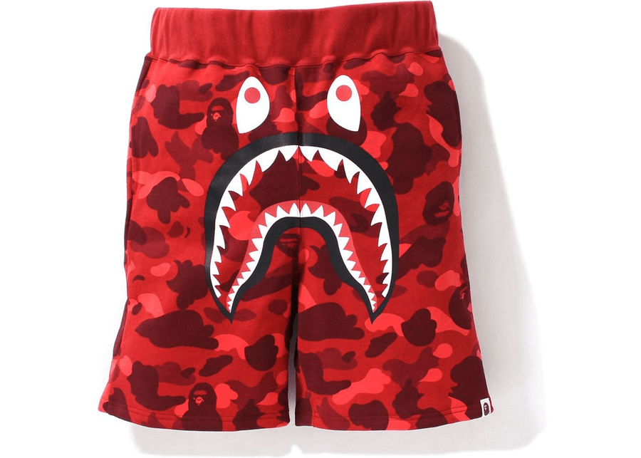 BAPE Color Camo Shark Sweat Shorts Red