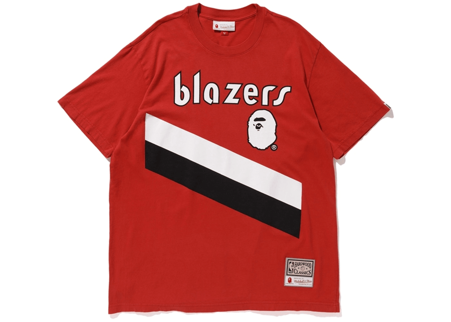 BAPE x Mitchell & Ness Blazers Tee Burgundy