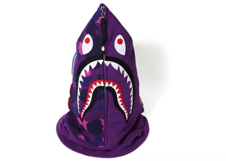 BAPE Color Camo Shark Face Mask Purple