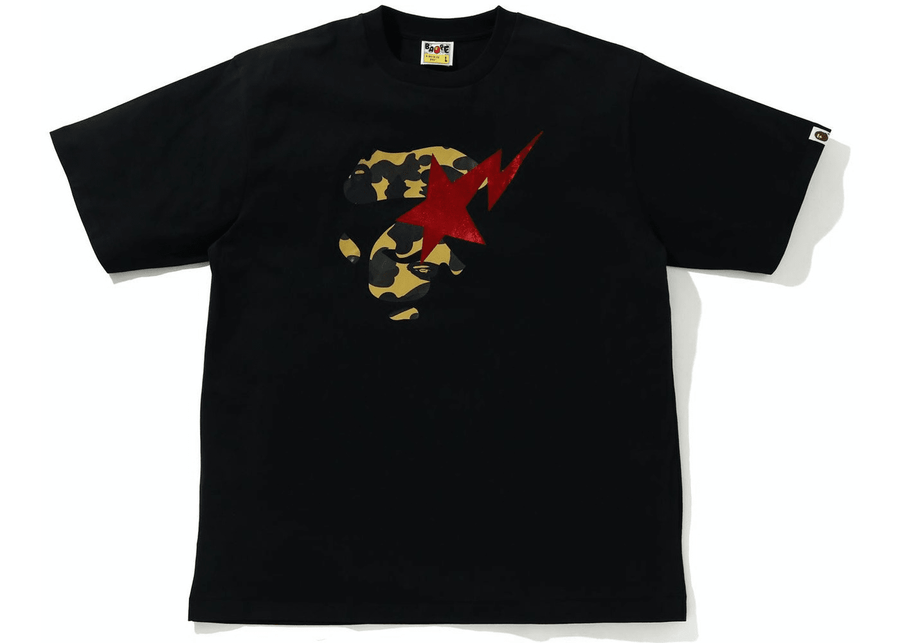 BAPE 1st Camo Ape Face Sta Relaxed Fit Tee Black/Yellow