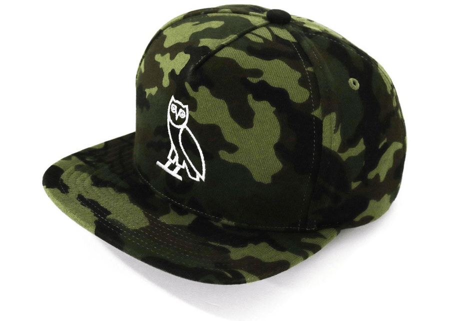 BAPE x OVO Woodland Camo Snapback Cap Green