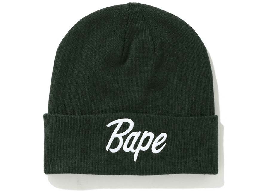 BAPE Script Knit Beanie Green