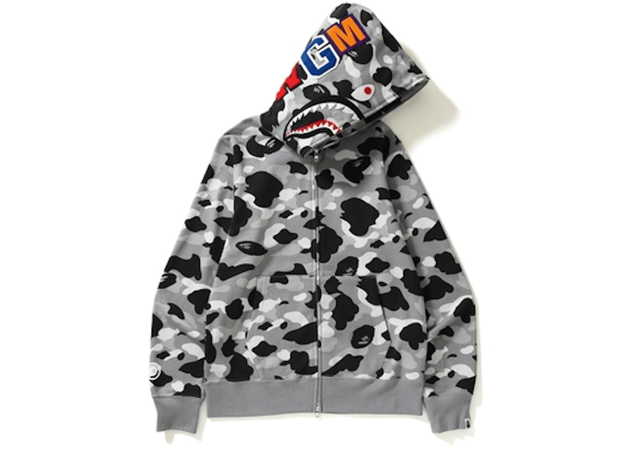 BAPE 1st Camo Shark Full Zip Hoodie Gray