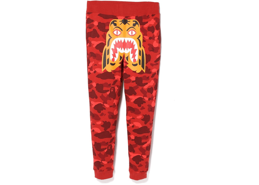 BAPE Color Camo Tiger Slim Sweat Pants Red