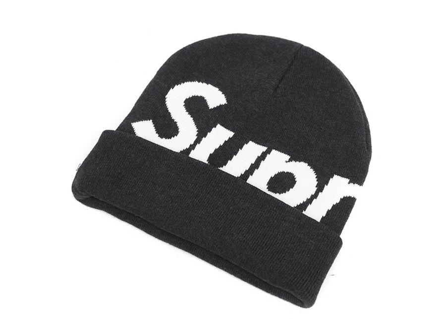 Supreme Big Logo Beanie Charcoal